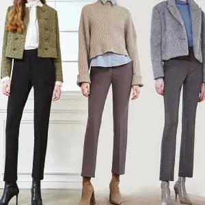 [런칭가 69,900원] 올리브그린 슬림텐션 크림기모본딩팬츠 3종