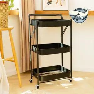 실용적인 수납 카트 3단 이동형 철제 트롤리 이동식트롤리 이동식선반 접이식선반 3단트롤리