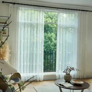 커튼콜 신상 2종자수 레이스커튼 2p/핀형,아일렛형 거실속커튼