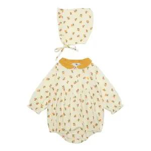 [보리보리/블루독베이비]블루독베이비 플로럴 바디수트 모자세트_CR (43A1360404)