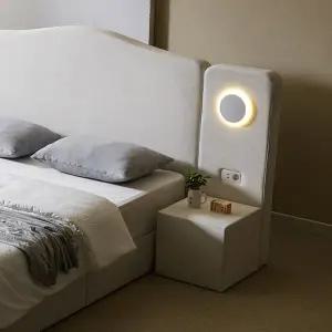 [슈퍼홈]아스틴 국내산 패브릭 침대 LED 조명 협탁