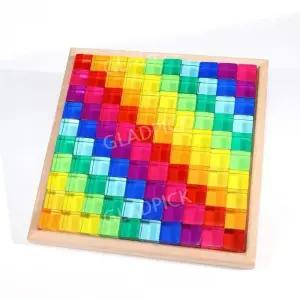 발도르프 교구 원목 블럭 아크릴 크리스탈큐브 큐브블럭 수세기 패턴놀이 입체도형 색분류 소근육 두뇌