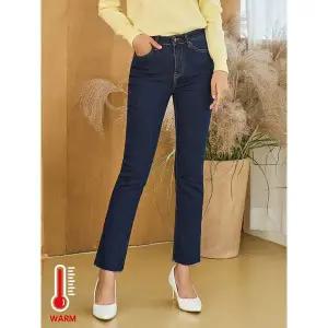 [하프클럽/진마니아]딥블루 허리스판 바텀컷팅 위빙기모 일자 데님