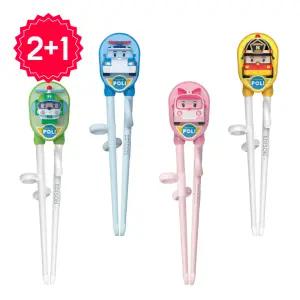 [3개 구성] 에디슨 어린이 3세 유아 교정 젓가락질 연습용 젓가락 폴리 엠버 로이 헬리 4종