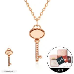 *커스텀 가능*  18K 로렛트 타원 큐빅 열쇠 각인 커스텀 펜던트 SPP41965