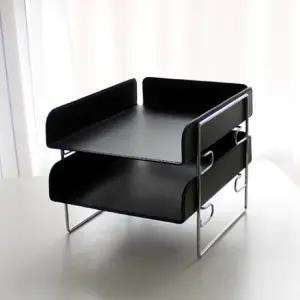 아리아라 가죽 2단 서류함 A4서류함 서류철 서류함 A4서류함 A4보관함 가죽제품 서류보관