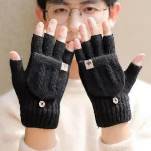 반장갑 손가락 벙어리 겨울 니트 블랙 오픈형 손가락