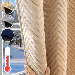 책장가리개 겨울 헤비 듀티 방풍 따뜻한 퀼트 플러시 방한 암막 커튼 로드 거실 침실용 포켓 드레이프