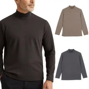 반목 기모 스판 남자 라운드 티셔츠 남성 겨울 방한 라운드넥 티 반폴라 보온