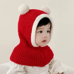 유아 바라클라바 니트모자 귀달이 후드목도리 유아 겨울모자 어린이집 유치원