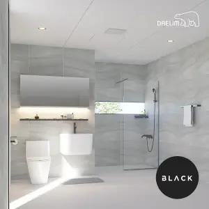 대림바스 하이엔드 블랙 포세린 로톤도 와이드 LED 거울 플랩장형 거실욕실