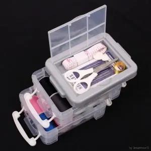 고품질 옷수선 실바늘세트 바느질세트 바늘쌈지 반짇고리 3단 (WD9599F)