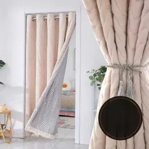 극세사방한커튼 두꺼운 큰창 핑크 누빔 흡음 극세사 벨벳