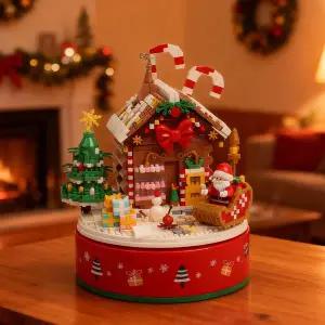 [키움하우스]YKO 산타 하우스 오르골 1791피스 나노 블록 미니 만들기 키트 선물