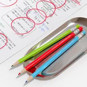 1+1 빨강 초록 파랑 3색 샤프형 육각그립 체점펜 세트 2.6mm 색연필 풀이 기록 수험생 강사님 필수템
