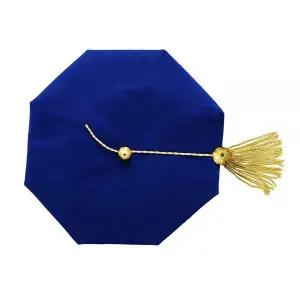 MyGradDay Doctoral Graduation Tam 8면 박사 학위 모자 블루/블랙 벨벳 골드 불리언 태슬 592087