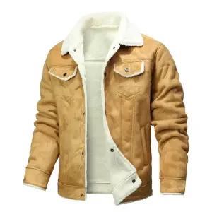 가죽 자켓 재킷 외투 점퍼 잠바 캐주얼 겨울 남성 스웨이드 코트 두꺼운 양털 패션 턴 다운 칼라 루즈