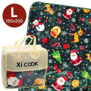 자이쿡 크리스마스 양면담요 대 150x200 (극세사 무릎담요 블랭킷 쇼핑백 차박 겨울이불)