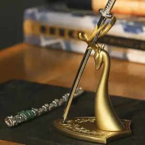 사슴 만년필 받침대 볼펜 거치대 엔틱 홀더 황동