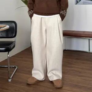 코지 핀턱 밴딩 모직 슬랙스 벌룬팬츠 와이드 방한 기모바지