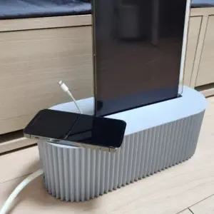 타원형 콘센트 멀티탭 정리함 그레이_23546156