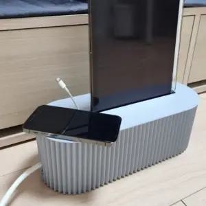 타원형 콘센트 멀티탭 정리함 그레이