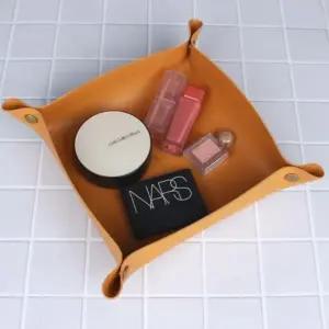 데스크 소품정리 가죽 트레이 옐로우 대