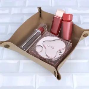 데스크 소품정리 가죽 트레이 베이지 소