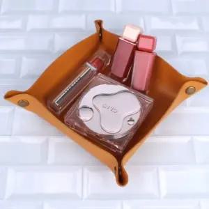 데스크 소품정리 가죽 트레이 옐로우 소