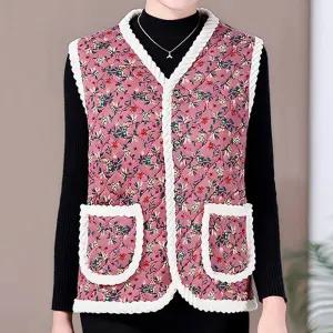 가볍고 따뜻한 촌캉스 할머니 김장 조끼 꽃무늬 방한 누빔 엄마 선물 강아지옷 애견 겨울