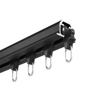 모던 슬림 인테리어 창문 나노 2륜 전기블랙 직선 레일 1.1m 셀프 랙 부착형 매립형