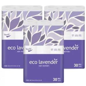 브론디 eco라벤더 3겹 화장지 30m 30롤 3팩 두루마리 휴지