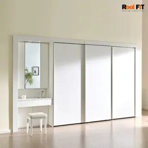 화이트매트 슬라이딩 화장대 붙박이장_330cm  11자)