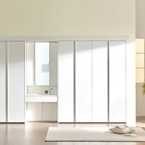 화이트매트 여닫이 화장대 붙박이장_390cm  13자)