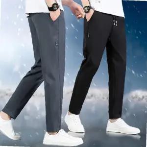 남성기모바지 남자 겨울 스판 정장 편한 밴딩 일자 팬츠