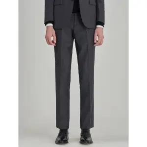 ROGATIS [SMART 4有] 브러쉬드 울 멜란지 레귤러 핏 수트 바지 - 그레이 760429