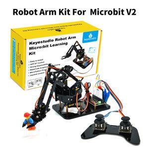 키에스튜디오 4DOF 마이크로비트 V2 로봇 팔 스타터 키트 아크릴 기계식 클로 장난감 (마이크로비트 로봇 키트 DIY 로봇 STEM 프로그래밍용)