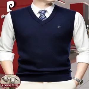 정장 조끼 피에르 가르뎅 겨울 100 순면 스웨터 남자 남성 v 브이 넥 니트