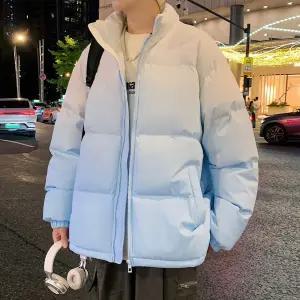 남자 활동성 점퍼 패딩 하이 겨울 루즈핏 카라 도톰 보온 바람막이 그라데이션 힛템