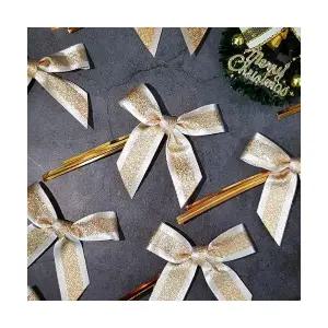 국내제작 50개) 금사 골드 크리스마스 장식리본 선물포장리본 완성리본 빵끈리본 트리 리본장식 쿠키포장