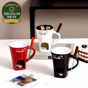 재사용 가능한 내열 세라믹 초콜릿 퐁듀 워머 볼 세트 (아이스크림 치즈용) 발렌타인 선물 양초 미포함)