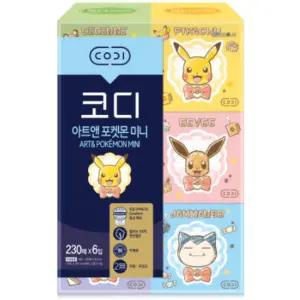 코디 포켓몬 미니 각티슈 230매 × 6입 곽티슈 사각 휴지 어린이집 필수