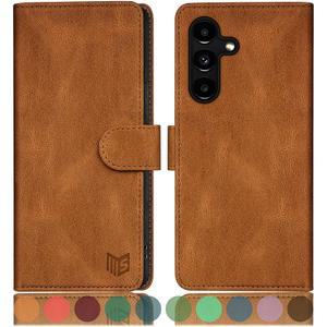 삼성 갤럭시 S24 플러스/S24+ 지갑 케이스, RFID 차단 신용카드 홀더, 플립북 PU 가죽 보호 커버 여성 남성용 삼성 S24 플러스 휴대폰 케이스 라이트 커피