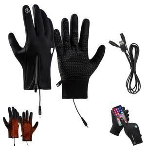 여성을위한 USB 가열 장갑 남성 전기 충전식 겨울 터치 스크린 방수 손 오토바이