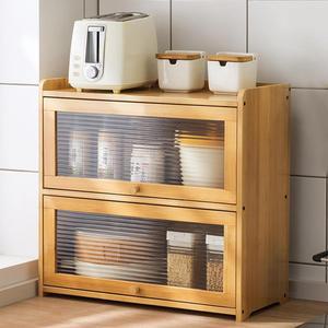 대나무원목 거실미니수납장 전면커버 플립도어 1단 대형