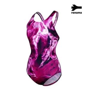 [레노마수영복]여성 실내 마블 FLEX백 원피스 수영복 퍼플 RN-LS2D808-PP