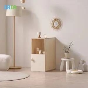 [사사가구]E0 로미 2단 틈새 도어형 아동수납장(원목발미포함)