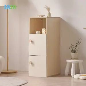 [사사가구]E0 로미 370 3단 틈새 도어형 아동수납장(원목발미포함)
