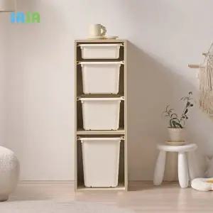 [사사가구]E0 로미 370 4단 틈새 바구니형 아동 장난감수납장(원목발미포함)