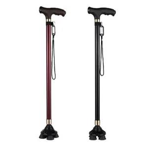 LED 노인 효도 지팡이 네발 관절형 10단 길이 조절식 bkq4+9Tpf